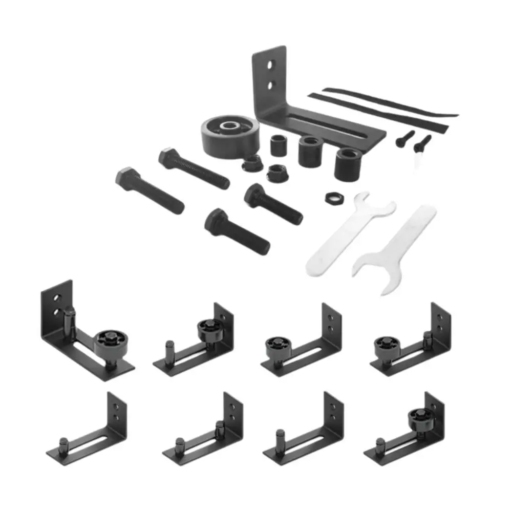 

Carbon Steel Barn Door Floor Guide Black Finish 8-in-1 Style Stay Roller Wall System Flat Bottom Flush Design Barn Doors