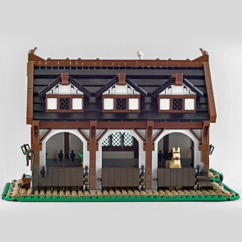 ป้อมปืนยุคกลางรุ่น Moc อาคารอิฐยุคกลาง Stable เทคโนโลยี Modular Blocks ของขวัญของเล่นคริสต์มาส DIY ชุดประกอบ