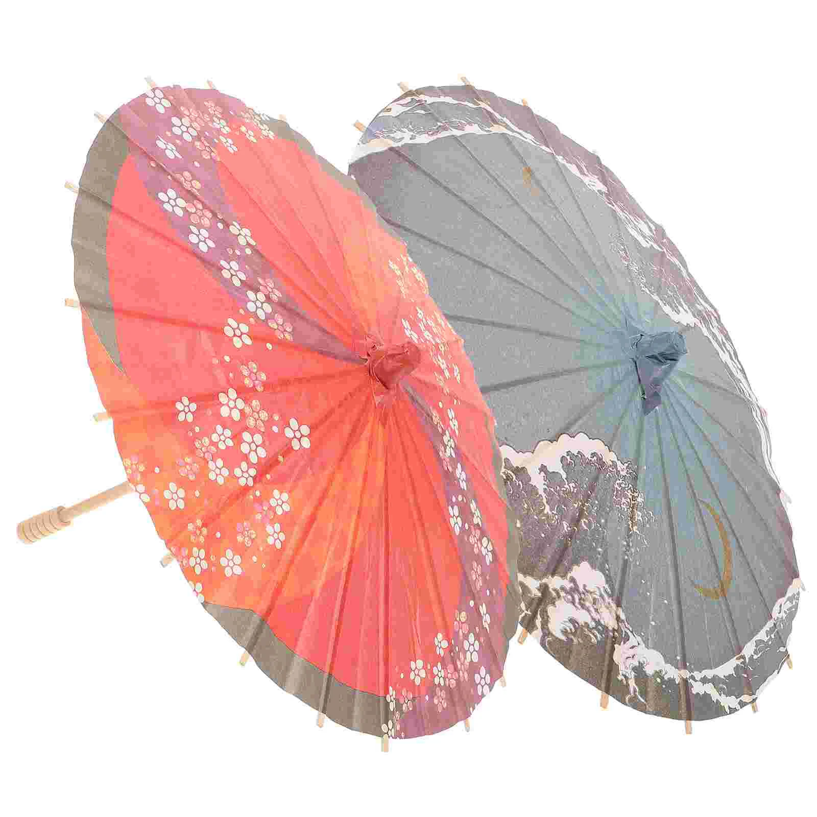 2 Pcs Wedding Ceremony Decorations Paper Umbrella Japanese Style Photography Prop Creative Oil Bride