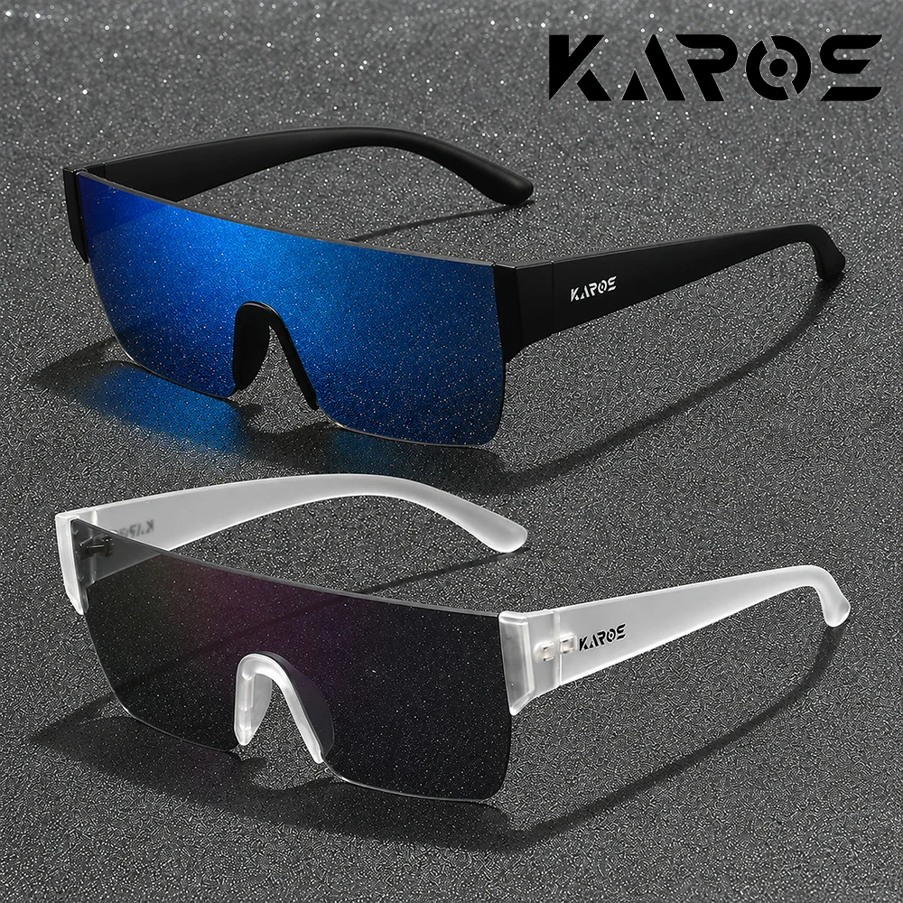 

2PCS KAROS Vintage Flat Top Sunglasses Large Frame Oversized Sports Goggle UV400 Gradient Sun Glasses Men Women Cool Designer