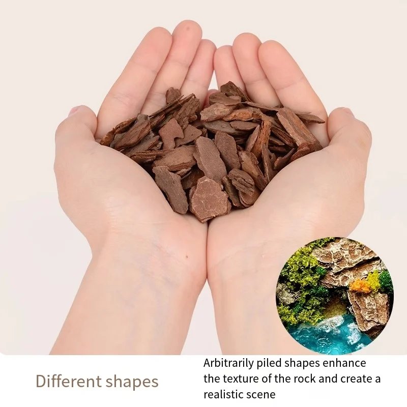 

50g/70g/100g Diy Scene Materials Bark Model Diorama Kits Simuation Stone Bark Assembly Model Mountain Rock Platform Sand Table