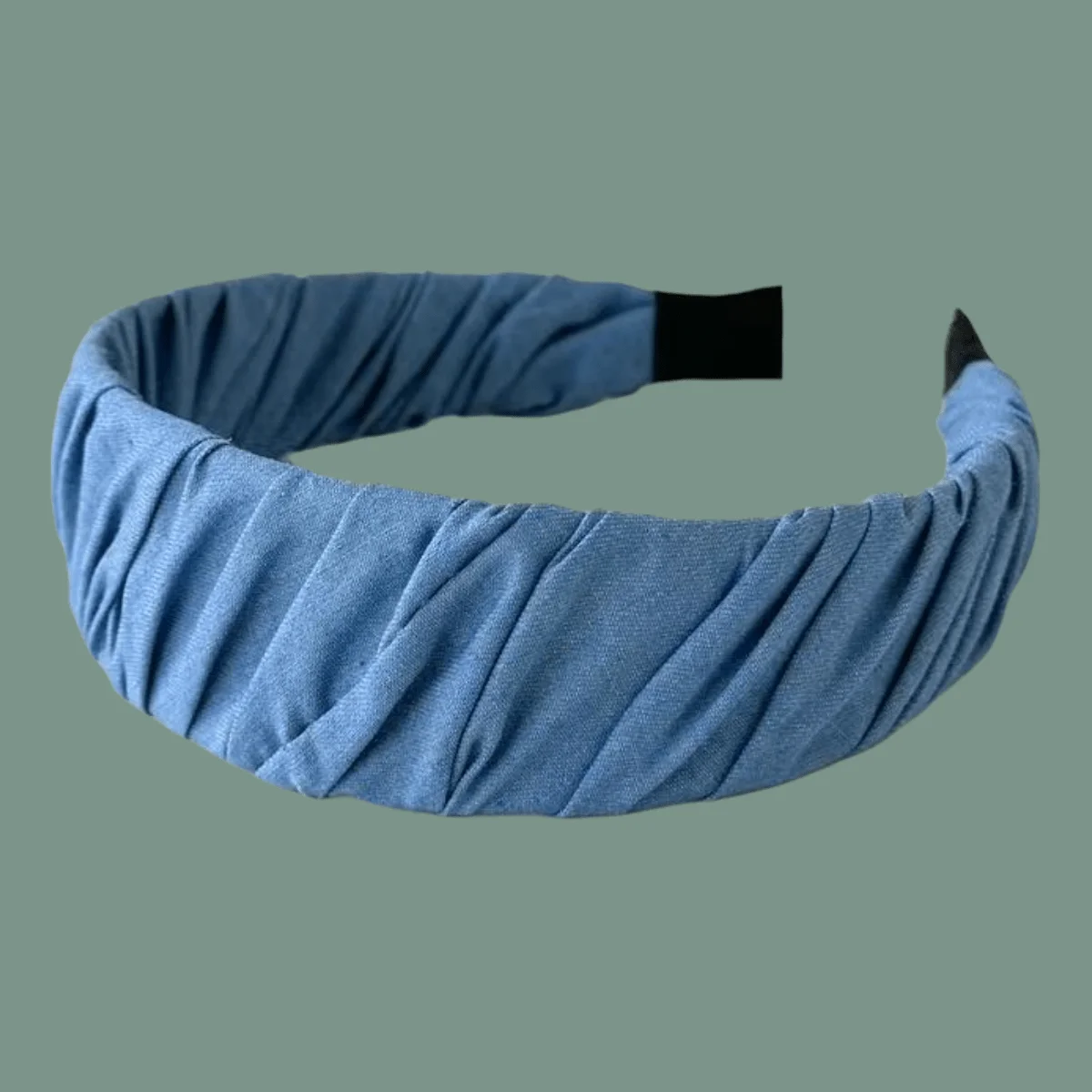 

New fashion denim headband women's French retro hairpin blue oblique striped plaid headband pleated fabric hair accessories