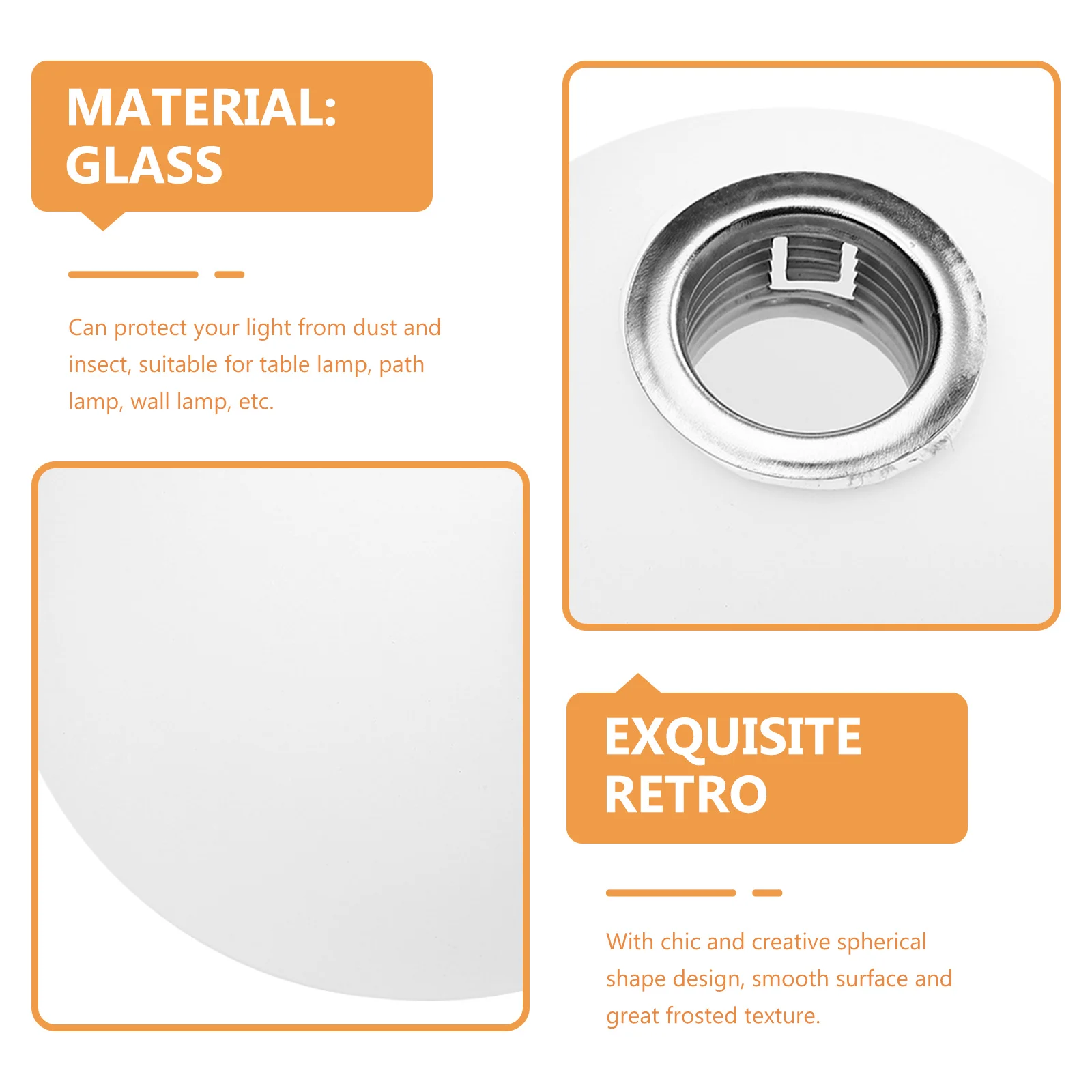 

1 Unit Glass Globe Lamp Shade Retro Frosted Finish Smooth Surface for Coffee Shop Store Office Garden Lighting Fixtures