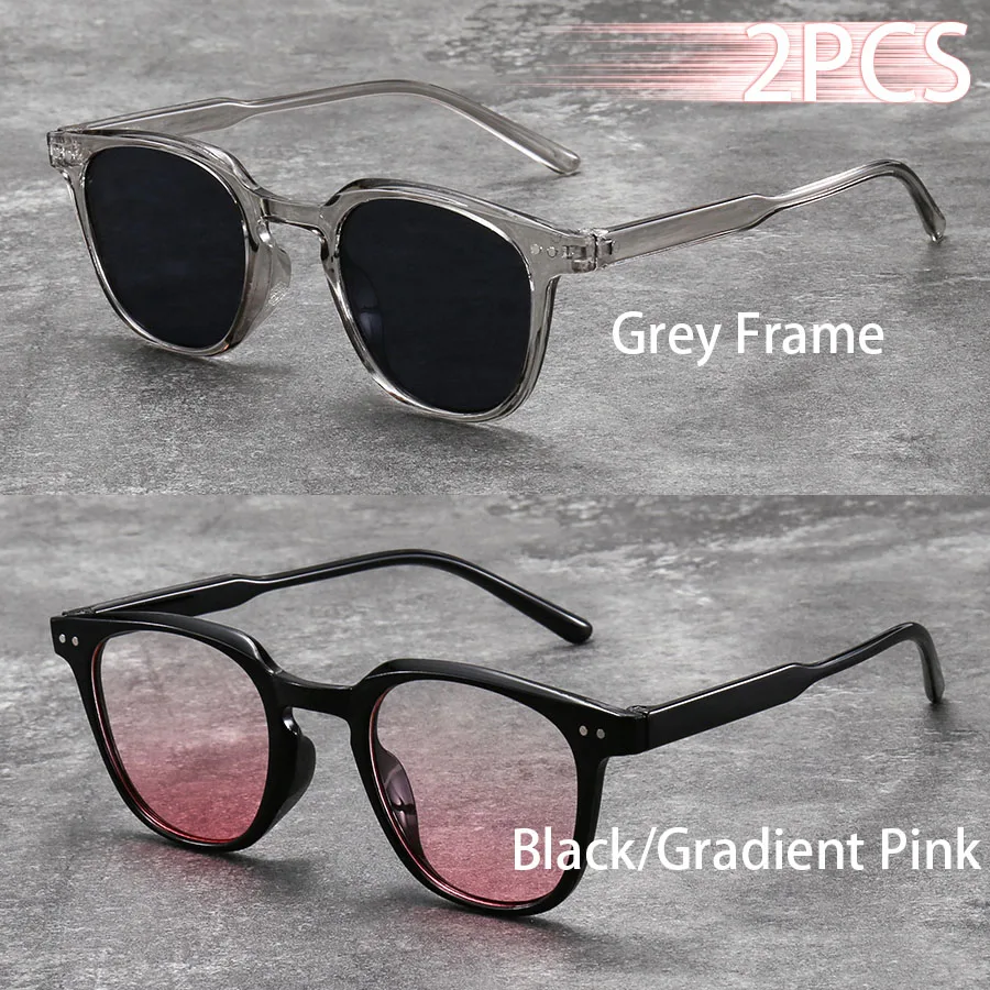 2 Stück Modische Kleine Runde Unisex-Sonnenbrille für Damen und Herren mit Farbverlauf-Rosa Gläsern und Klassischer Metalldekoration – Detail 3