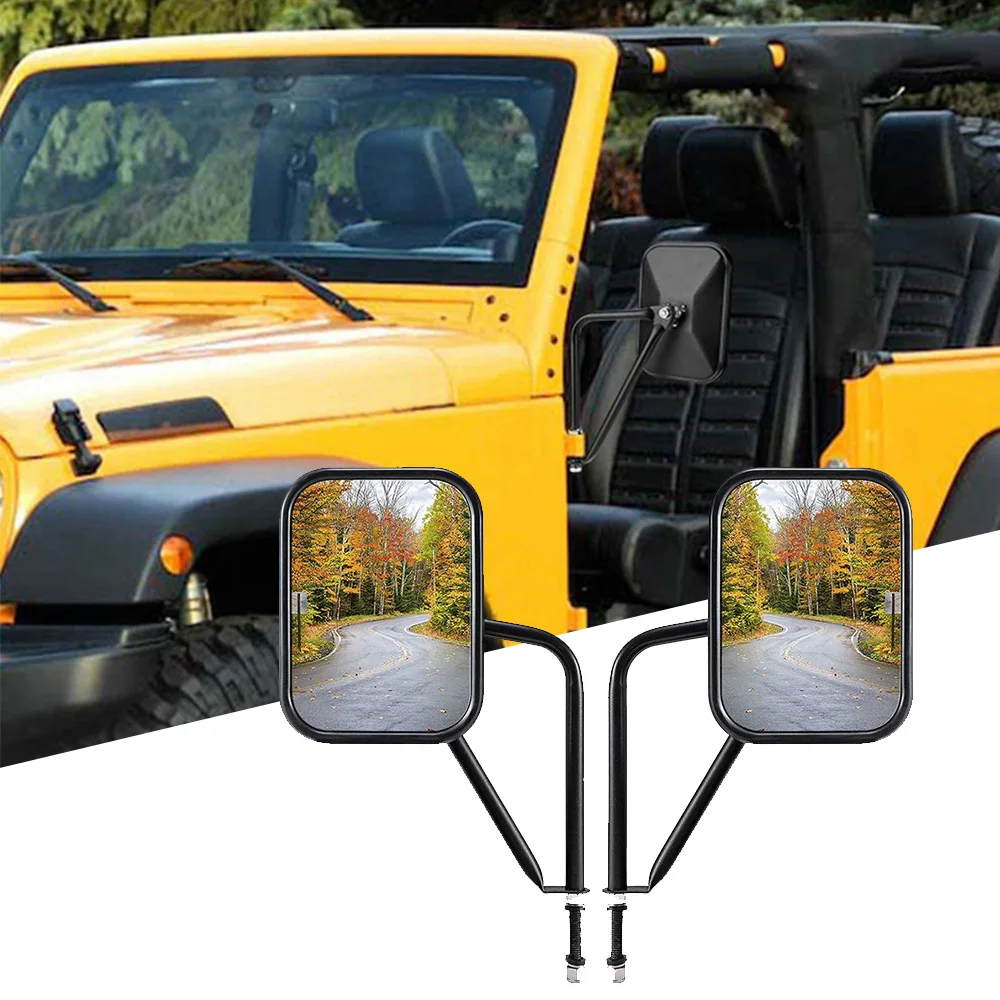 

Doors Off Mirrors for Jeep Wrangler CJ YJ TJ JK JL 2018-2023 Wider Rearview Mirrors Square Door Side Hinge Mirror