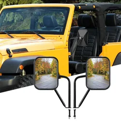 Espelhos retrovisores mais largo para Jeep, portas fechadas, porta quadrada, espelho de dobradiça lateral, Jeep Wrangler CJ YJ TJ JK JL 2018-2023