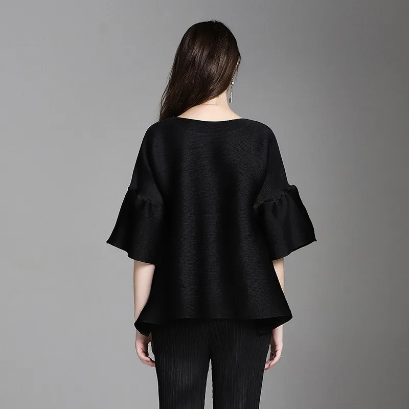 Los Basic Sle ort Sve T-shirt Dames Bell Sve Pure Color Casual Faion Polyester Stof Busin Homewear