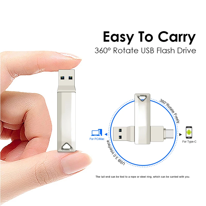 

TYPE C USB Flash Drive 2 IN 1 USB Stick 3.0 128GB Pen Drive 64GB 256GB 512GB Pendrive Memory Disk