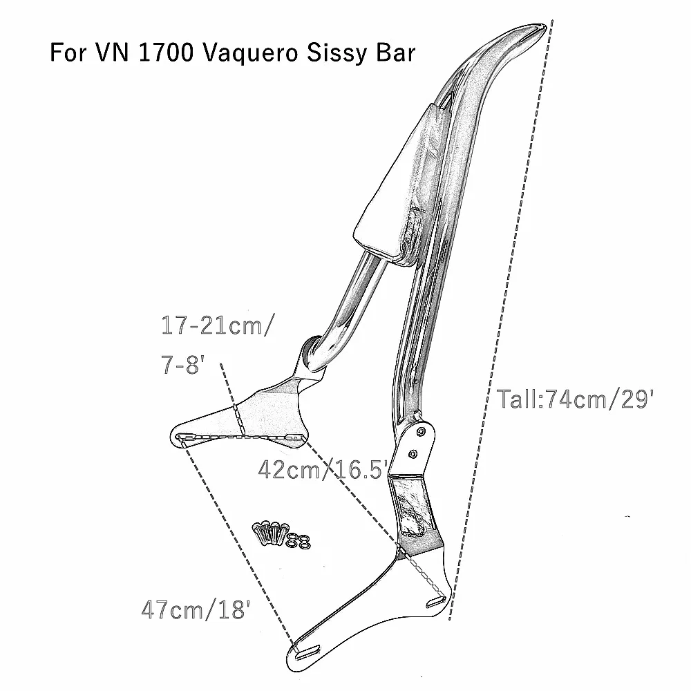 For Kawasaki Vulcan VN 1700 Vaquero VN1700 Rear Luggage Rack Passenger Sissy Bar Backrest 2011-2023
