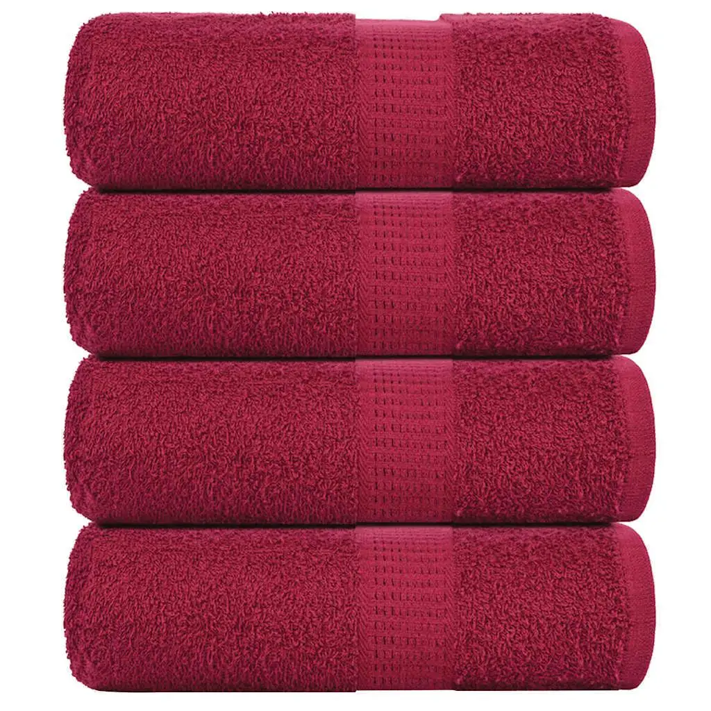 4 Pcs Bordeaux Guest Towels, 30x50 cm, Soft 360 GSM, Premium 100% Cotton