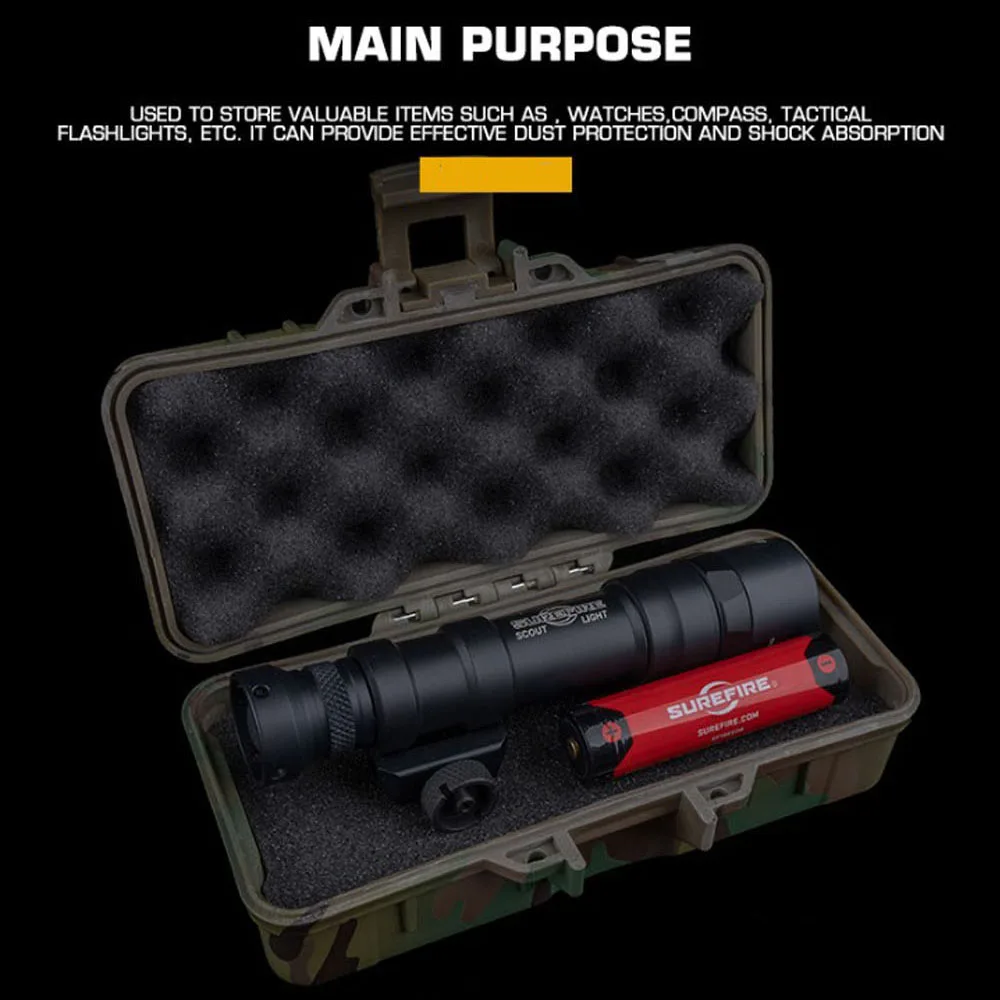 Scatola impermeabile antiurto per esterni con cuscinetti di protezione in spugna Torcia tattica per riporre la torcia da campeggio Cassetta degli attrezzi di sopravvivenza 15,2 * 6,3 cm