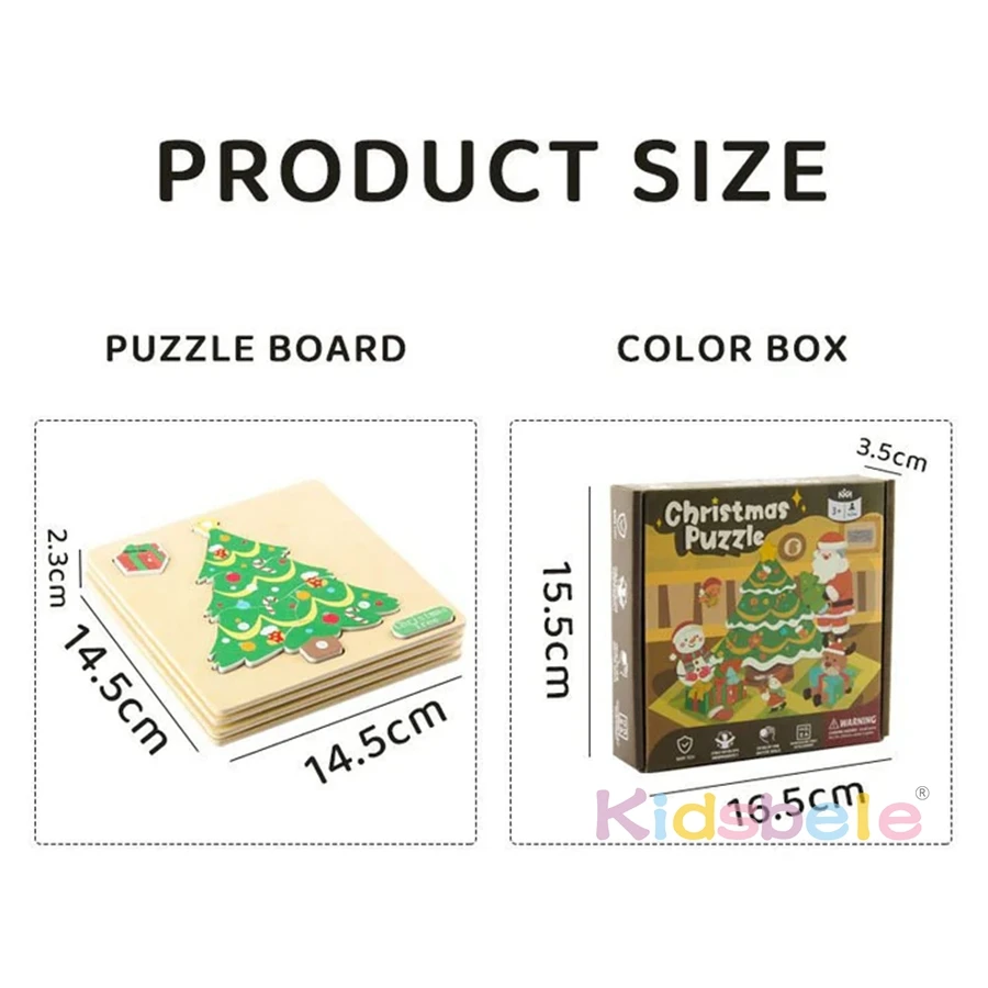 Small Puzzles for Kids Christmas Toddlers Puzzles Safe Wooden Learning Toys Shape Matching Puzzle Blocks Game