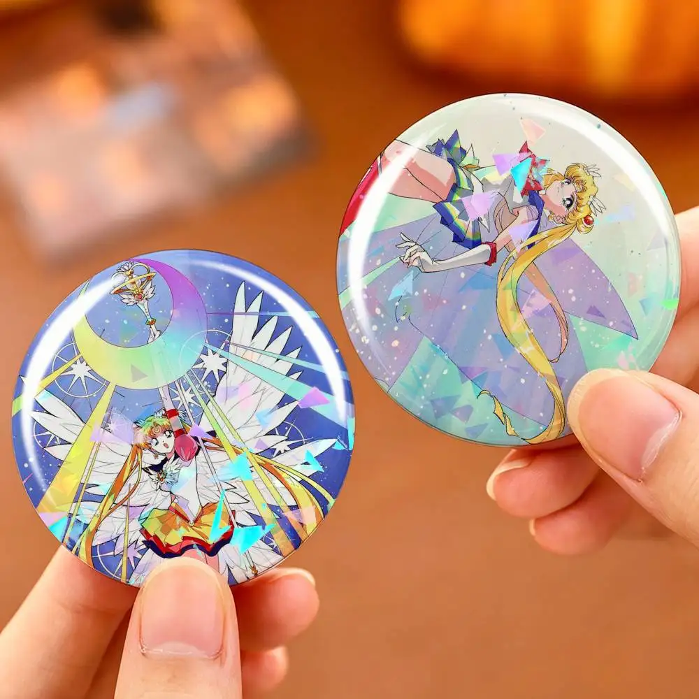 Cute Magical Girl Anime S-Sailor Moon Custom Tinplate Round Button Badges Pins Brooches for Clothes Backpack