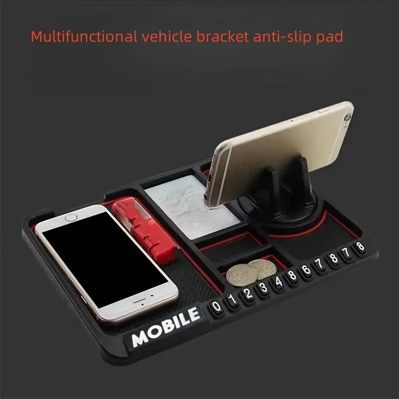 

Universal Car Phone Holder Non-Slip Pad Multi-Functional Storage Decor Fits Various Vehicle Models Driver Position Compatible