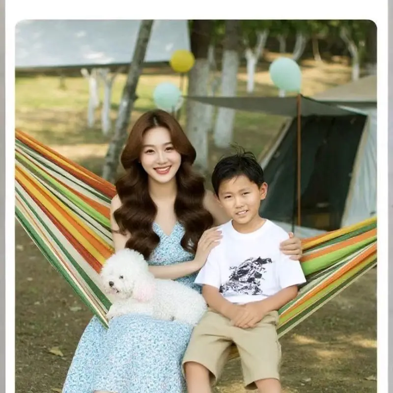 Tree-tied Double Hammock Anti-rollover Adult Kids Swing Thickened Durable High-end Camping Hammock for Outdoor Garden Backyard