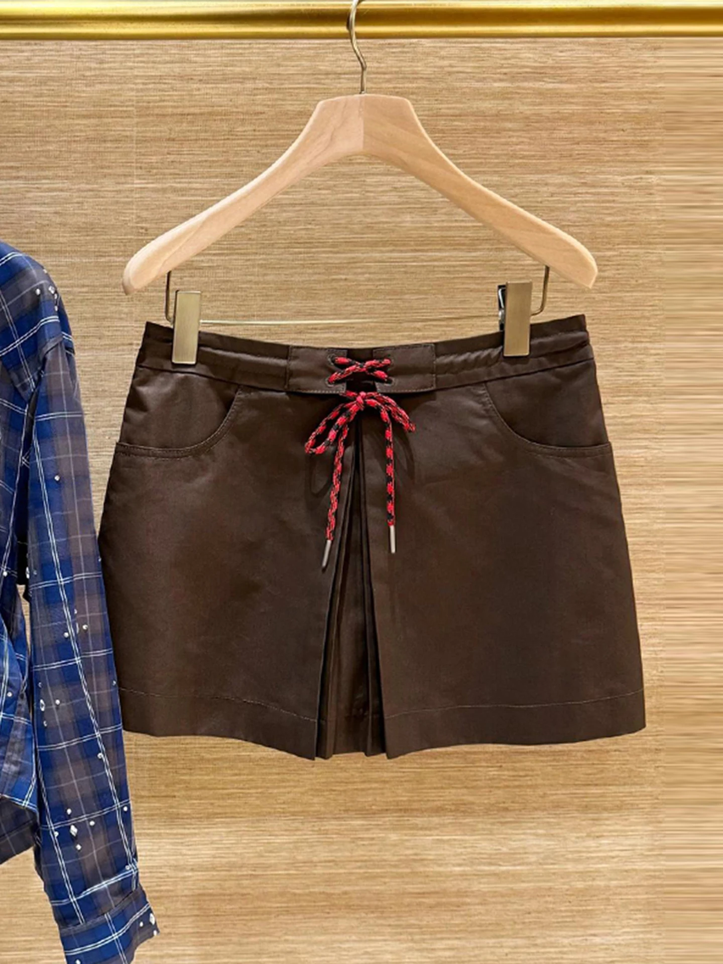 S 홈 난 유 하이엔드 여성 패션 세트 가을 다이아몬드 장식 체크무늬 탑 스커트 팬츠 세트 25-35세