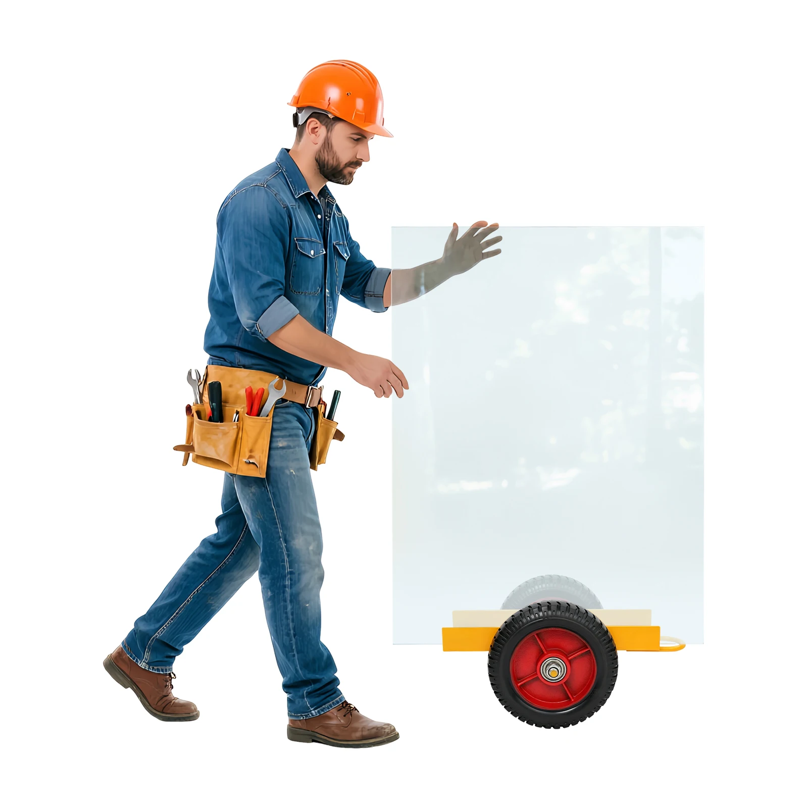 Panel Dolly 2204lbs, Heavy Duty 2-Wheel Slab Cart with 7.9in Rubber Wheels, 13.8x4.3in Groove for Drywall Tile