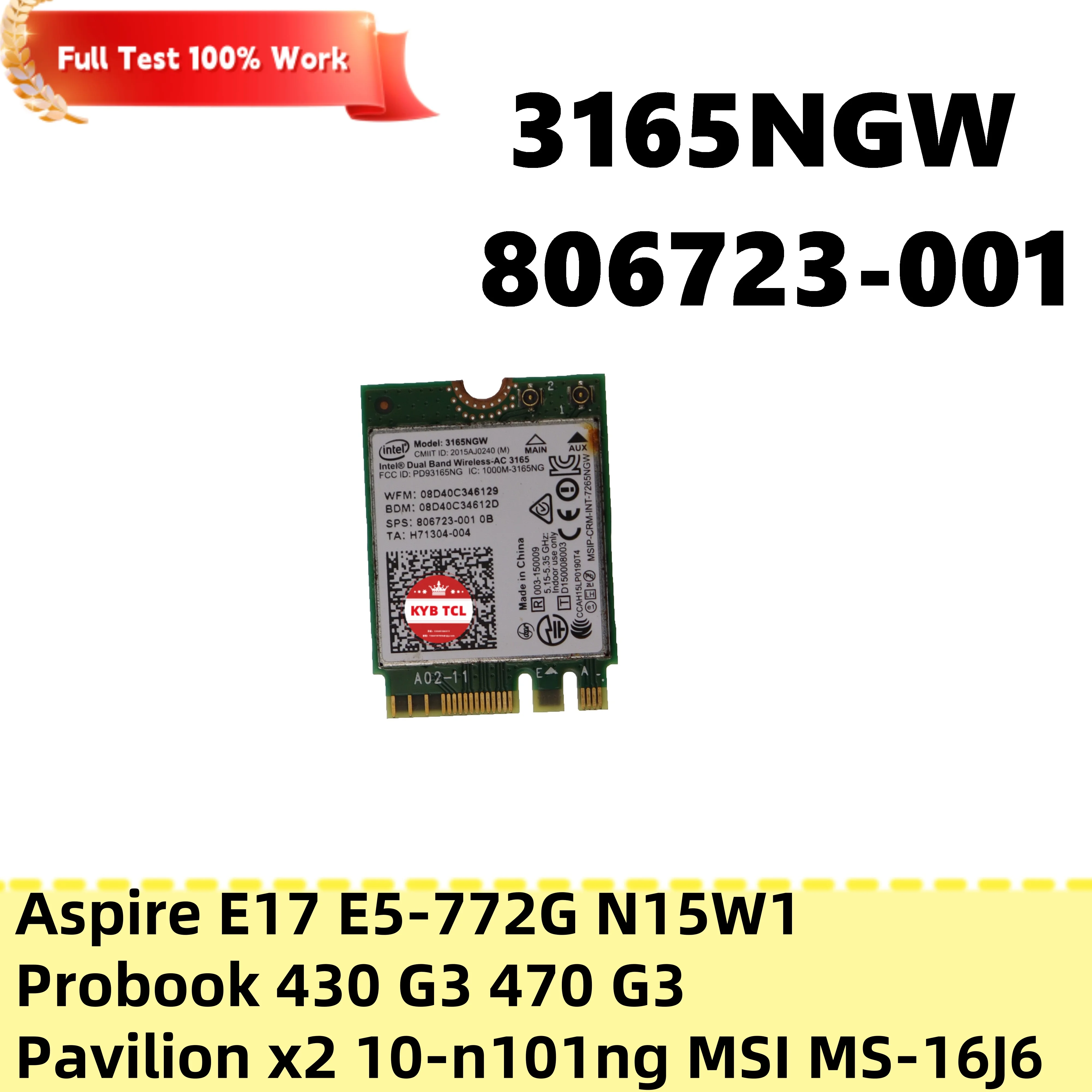 Для ACER Aspire E17 E5-772G N15W1 HP Probook 430 G3 470 G3 MSI MS-16J6 ноутбука Intel Wi-Fi беспроводная карта 3165NGW 806723-001