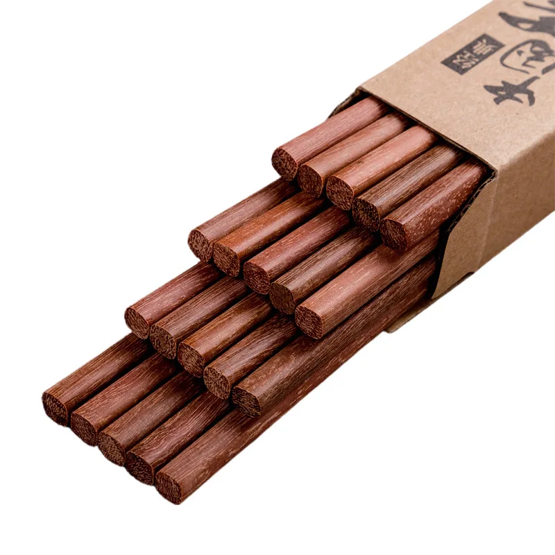 Hot Sale Mold-Resistant Solid Wood Chopsticks - Food Safe Splinter-Free Unpainted Unwaxed Red Sandalwood And Chicken Wing Wood For Restaurant And Home Use - Reusable Comfortable Grip Wooden Chopsticks - 5 Pairs/Set