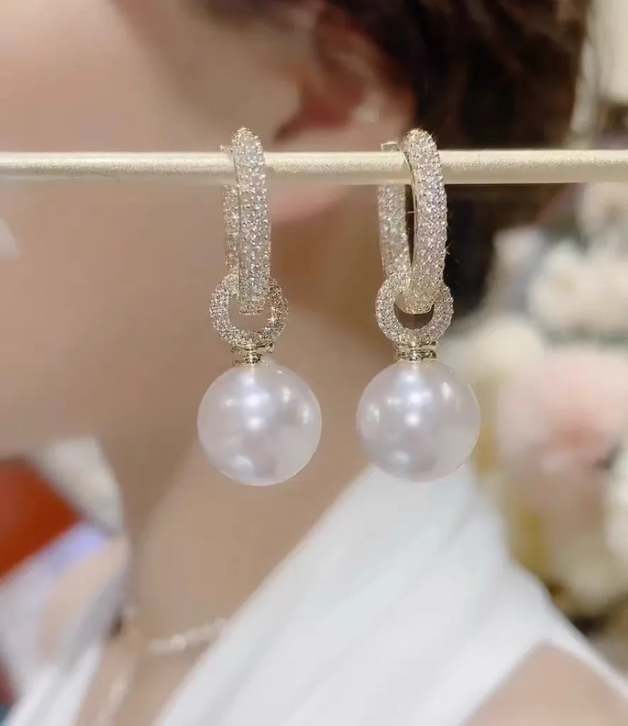 Japan akoya huge round AAAA 13-14mm 10-11mm 11-12mm 12-13mm Natural pearl earrings classic high-end pearl earrings