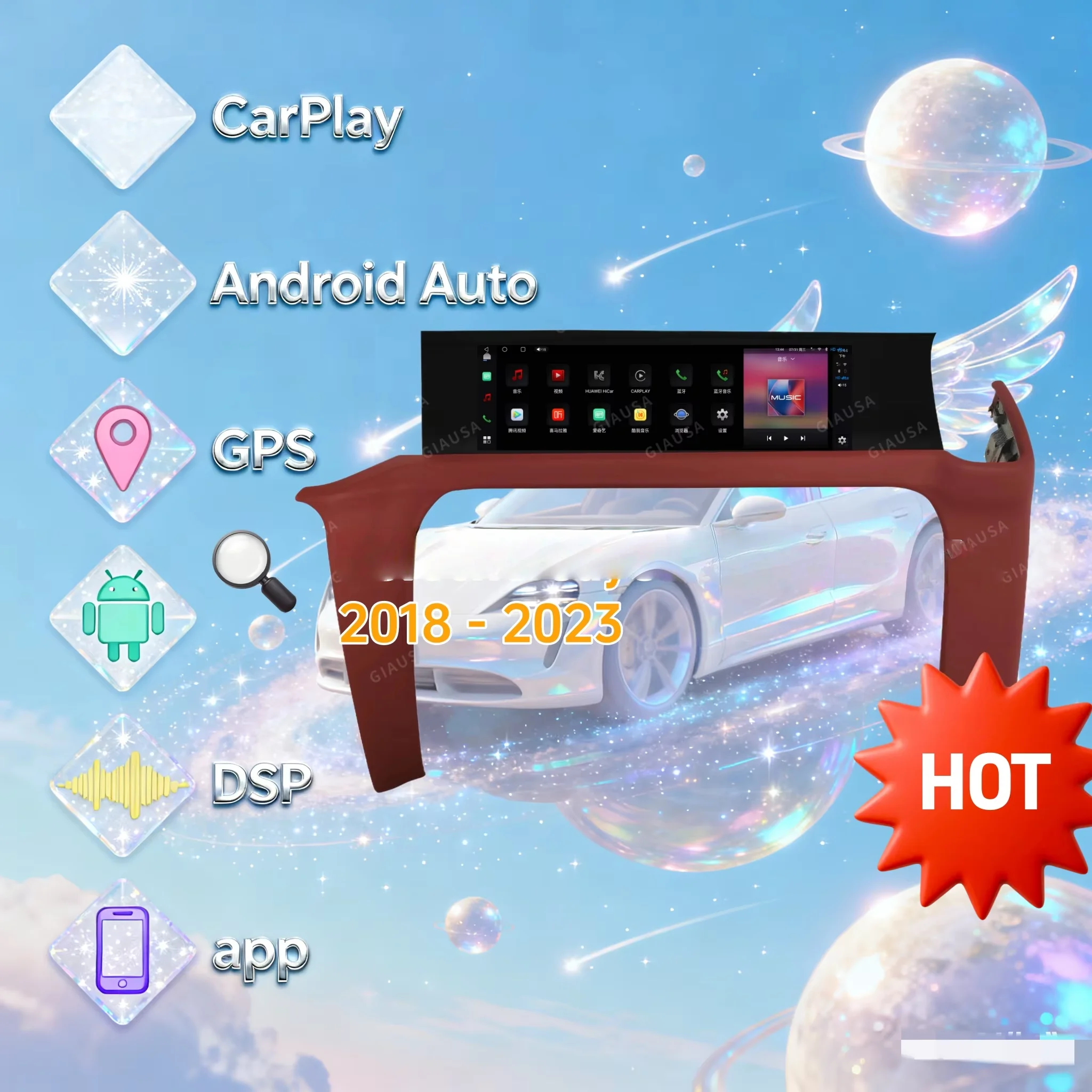 

Умный экран для второго пилота L Car для Porsche Cayenne 2018-2023 2024, Android 13, автомобильное радио, мультимедийный плеер, система развлечений