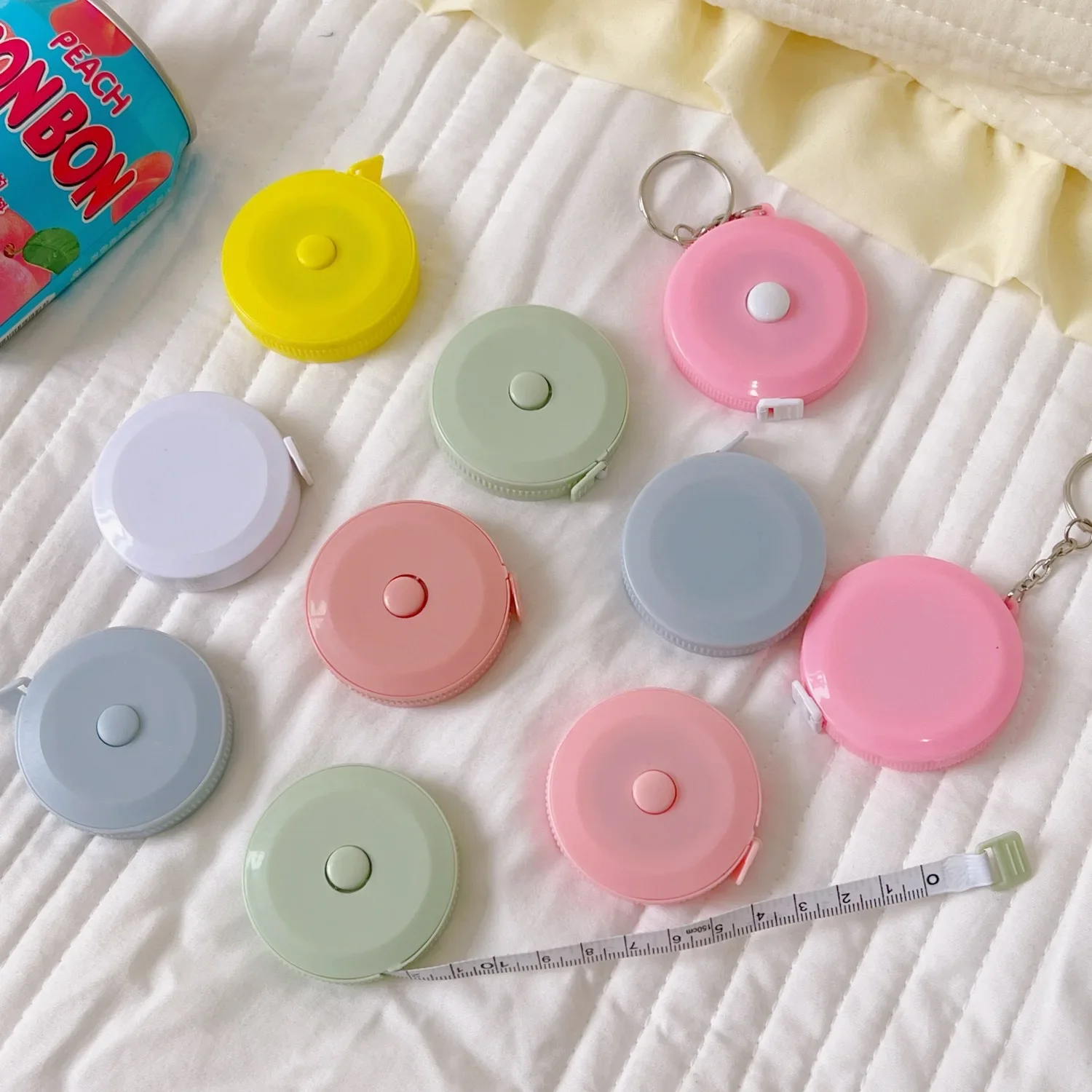 1 قطعة 1.5 متر شريط قياس صغير المحمولة طالب الجلود الناعمة ثلاثة قياس الملابس إعادة التدوير التلقائي #6