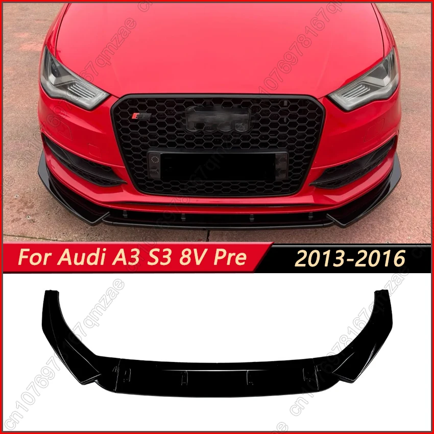 

For Audi A3 S3 8V Pre-Facelift 2013-2016 TDI TFSI Saloon Front Bumper Canard Lip Trim Lower Splitter Diffuser Spoiler Body Kits