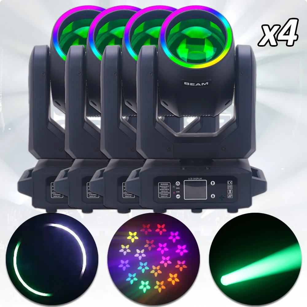 4Pcs/lot 200W Moving Head Light Disco Light Beam 13 Patterns 18 Prism Beam Move Head Gobo Stage Dj Light Party Wedding