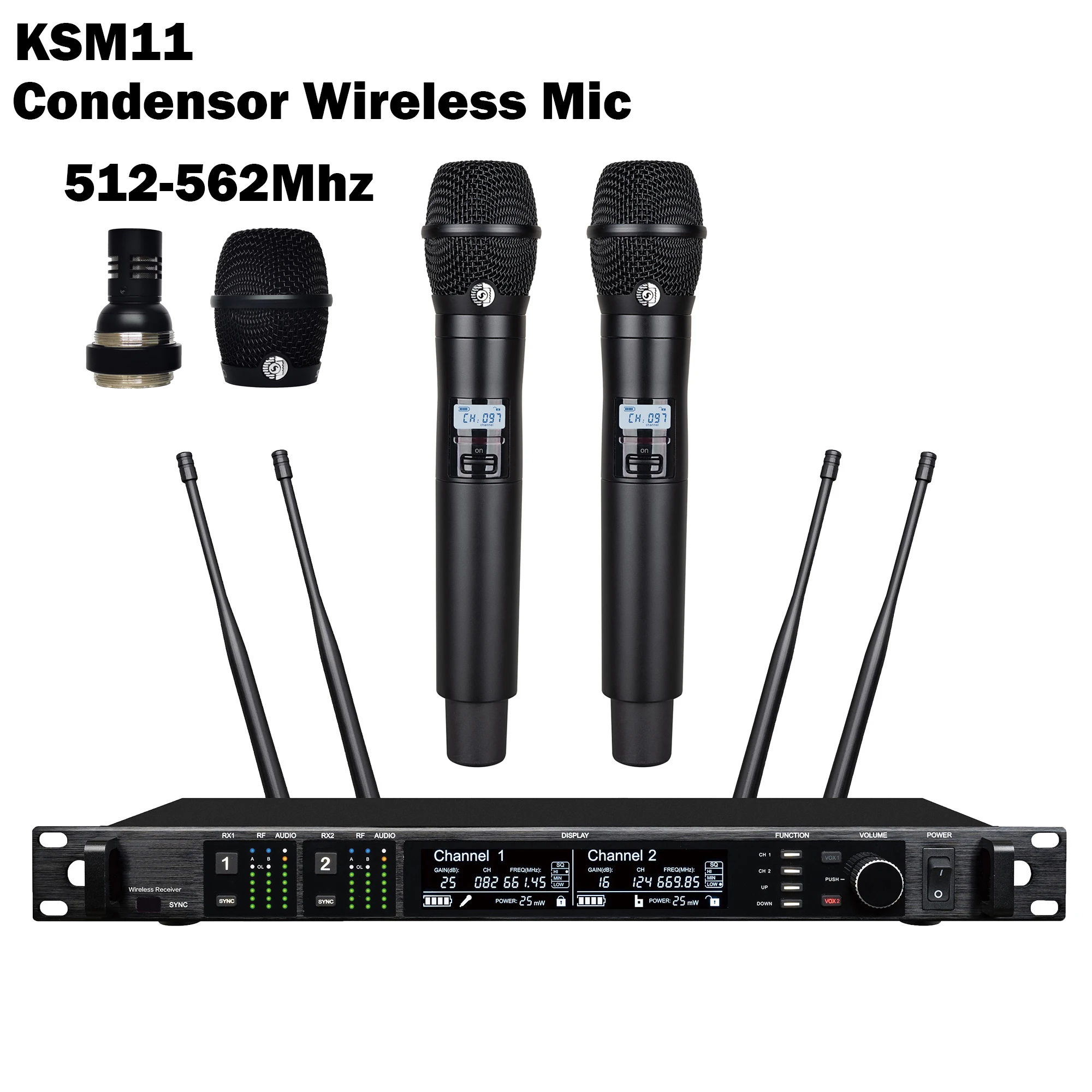 Leicozic Condensormicrofoon KSM11 500/600/900Mhz Professionele Microfoon Draadloze Microfoon 2 Kanaals Microfono Podium Audio - afbeelding 1