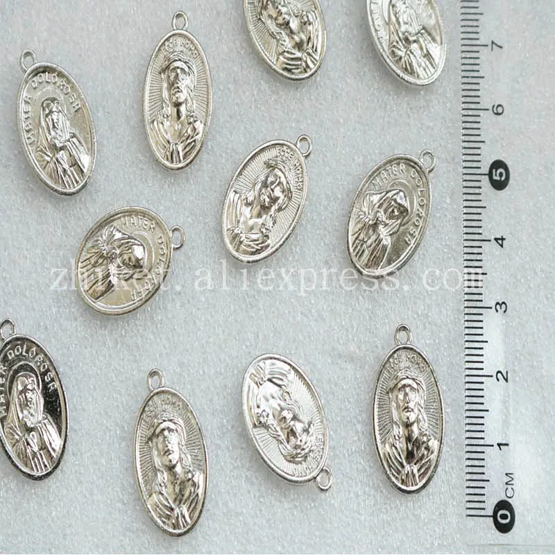 10 Pieces / Gold Plated Catholic Virgin Mary Small Medal Handcraft Craft, Bracelet Jewelry Rosary Handmade DIY Medal