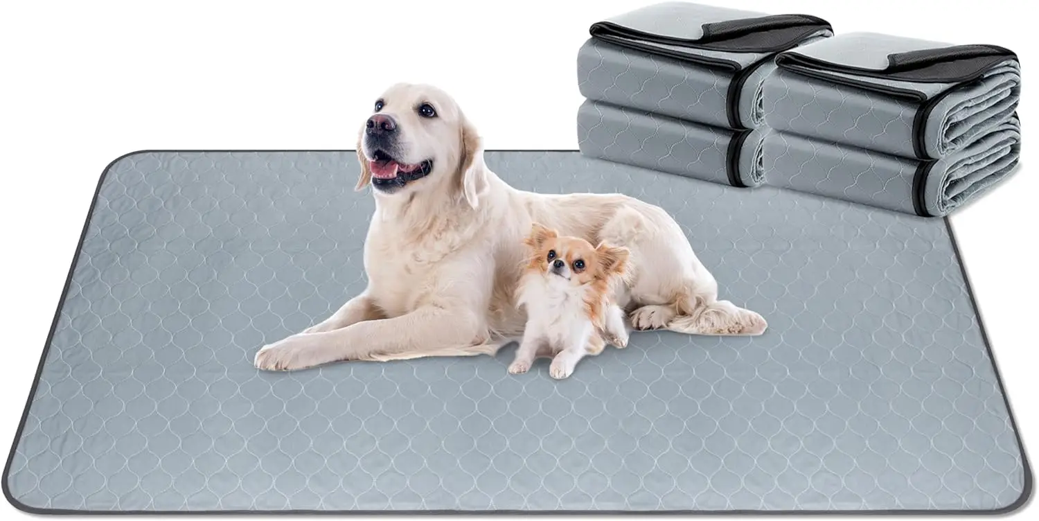 

Большие моющиеся пеленки для собак, 4 штуки, многоразовые водонепроницаемые тренировочные коврики для животных для клеток и диванов