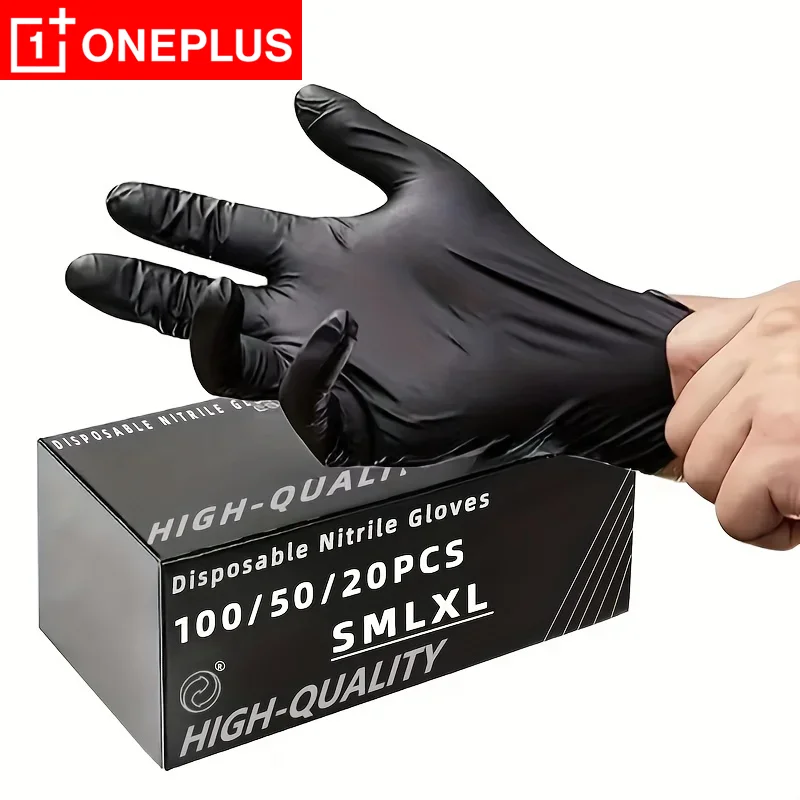 

OnePlus 10/30/50PCS Black Nitrile Gloves Thickened Disposable Gloves for Cleaning Hairdressing Waterproof Dishwashing Tattoo