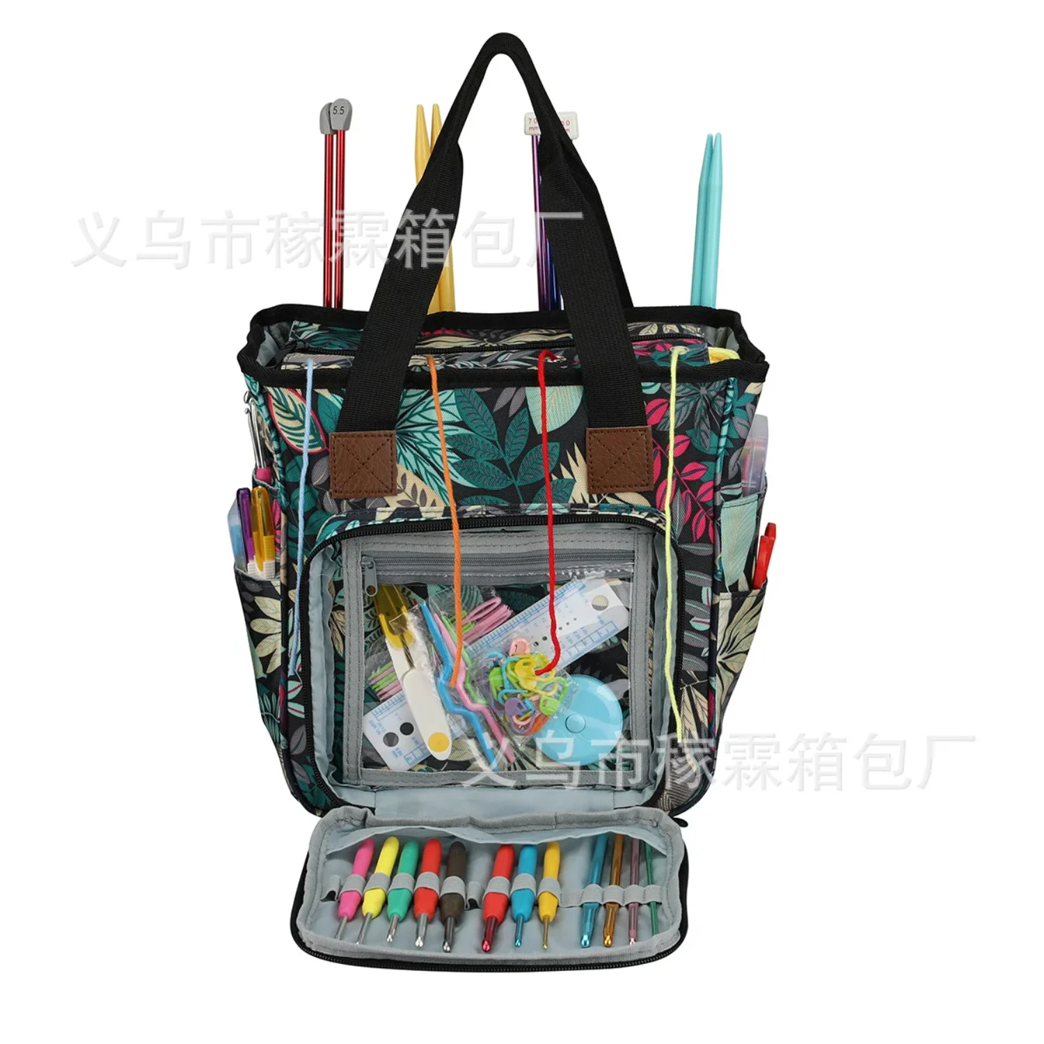 Bolsa de tejer portátil, organizador, estuche de almacenamiento de hilo para cordón de algodón, hilo de lana, gancho de ganchillo, aguja de coser, accesorio, caja de herramientas