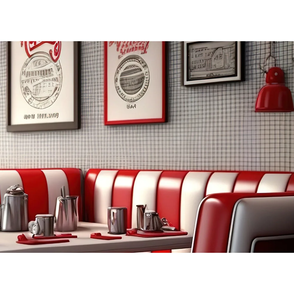 50s American Diner Backdrop Vintage 1950s Cafe Fast Food Soda Shop Restaurant Club Bar Dining Background Birthday Party Decor