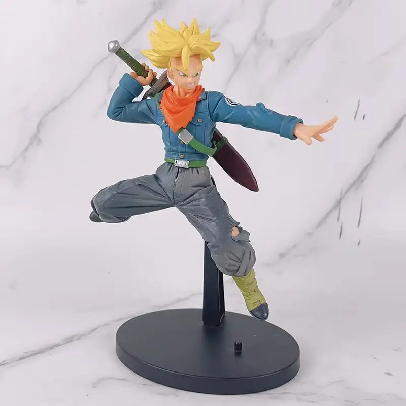 20cm Anime Dragon Ball Torankusu Action Figure Yellow And Blue Hair Super Saiyan Future Trunks Pvc Model Toy Gk Collection