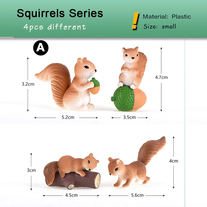 Forest Simulated Squirrel Miniature Figurine Cartoon Animal Character Fairy Garden Home  Ornament Desk Decoration DIY Accessory - view 4