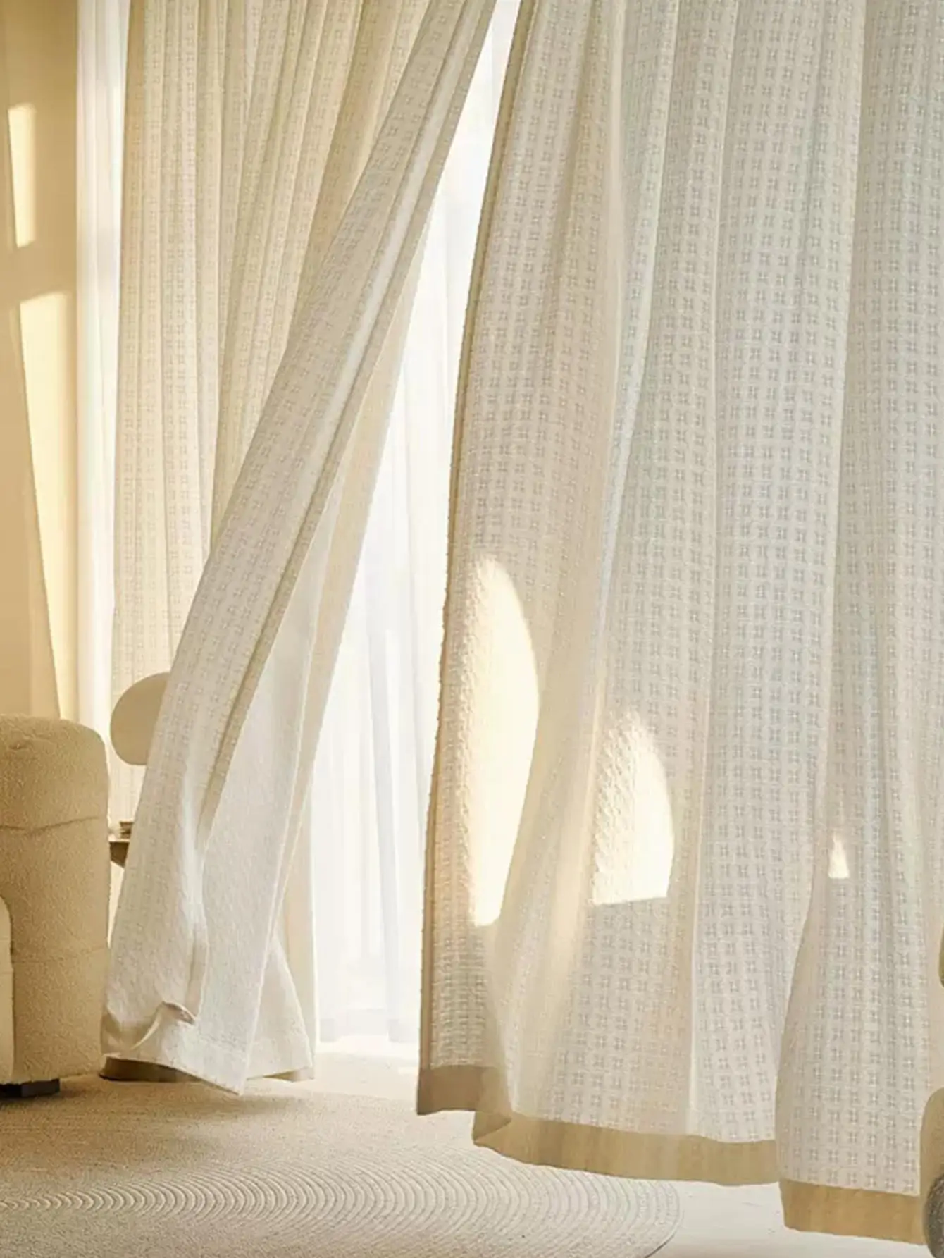 Japanese cotton linen style thickened living room balcony screen curtain curtain