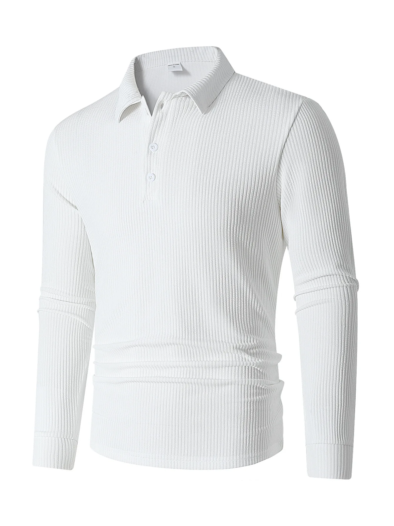 Men's 2026 New European Style Long Sleeve Knitted Polo Shirt Lapel Collar Button Slim Fit Business Casual Daily Office Work Wear
