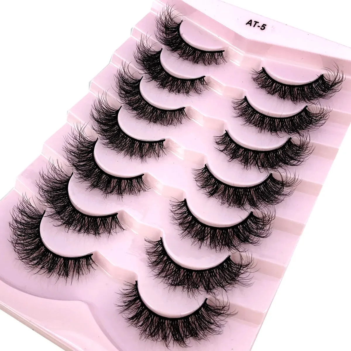 HBZGTLAD 7 Pairs 6D Faux Mink Lashes Bulk Russian Volume Fluffy Natural False Eyelashes Thick Dramatic Mink Eyelashes