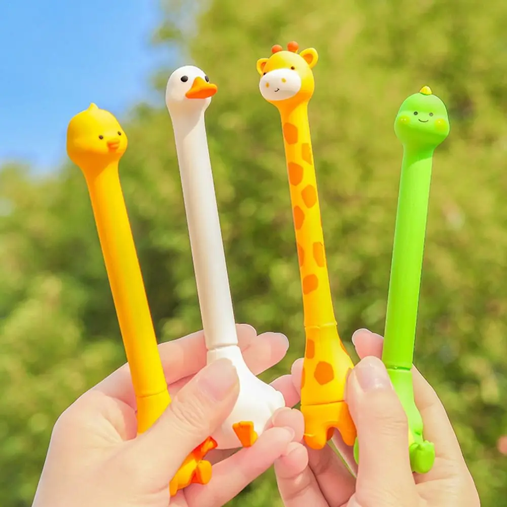 

Cartoon Ballpoint Pen Standing Animal Gel Pen Cute Small Duck Giraffe Little Dinosaur Soft Gel Pen Signature Pens Stationery
