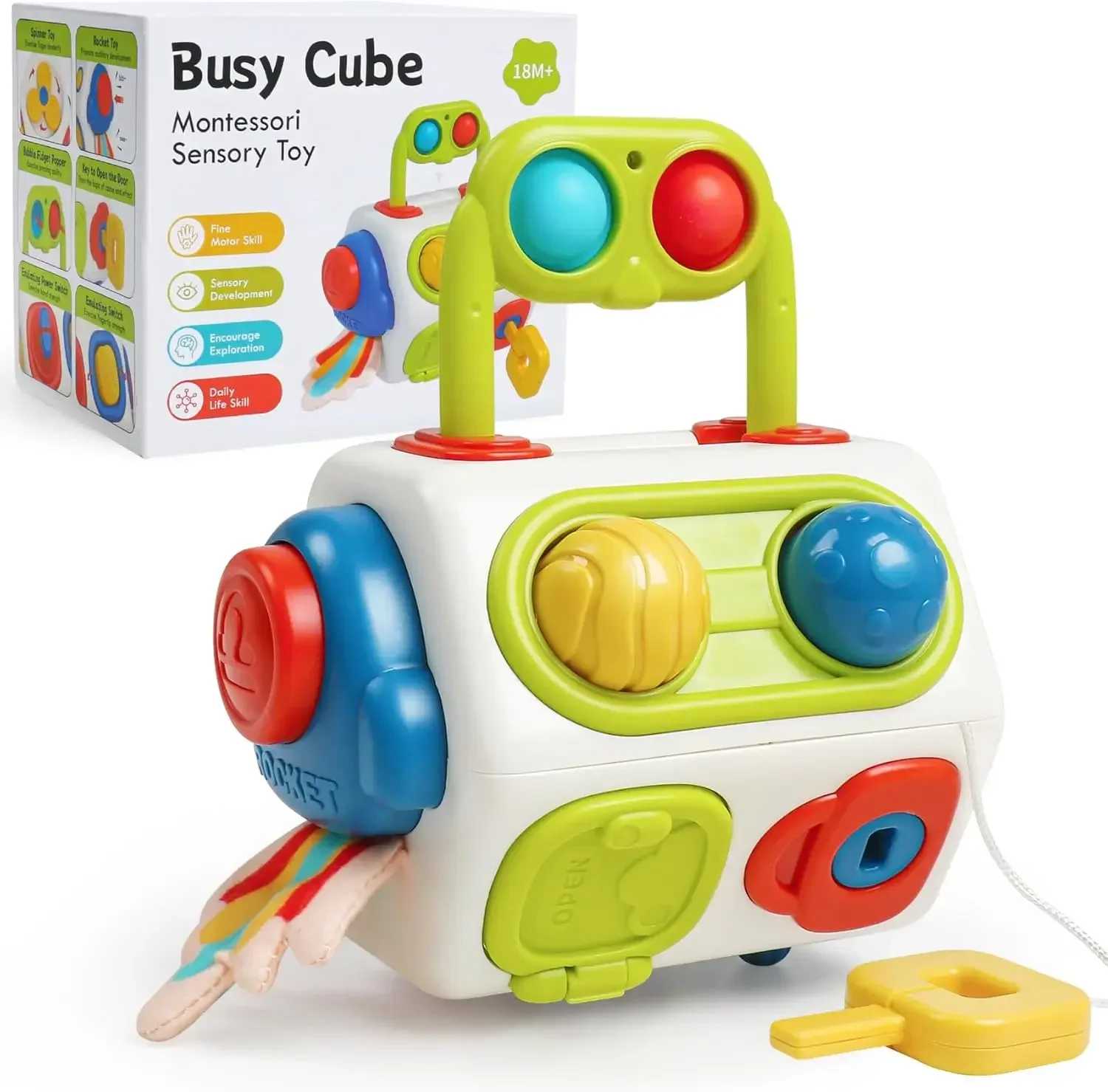 

Montessori Busy Cube Toys for Toddler Sensory Activities Busy Board Early Educational Learning Travel Toys Gift for Kids