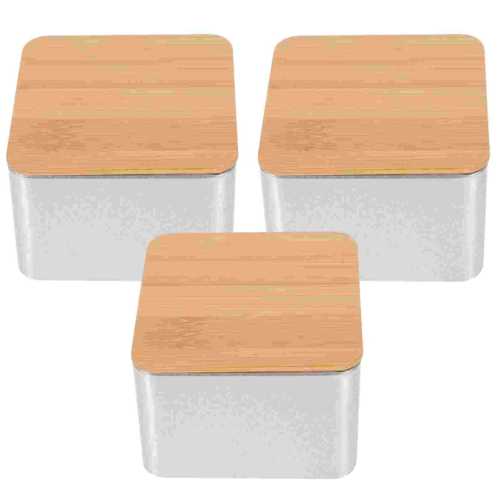 

3 Pcs Tea Jar Airtight Container Household Snack Holder Spoons Home Candy Metal Canister Dried Food Iron With Lid