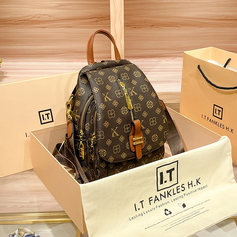 

Backpack women 2025 new fashion leather travel backpack