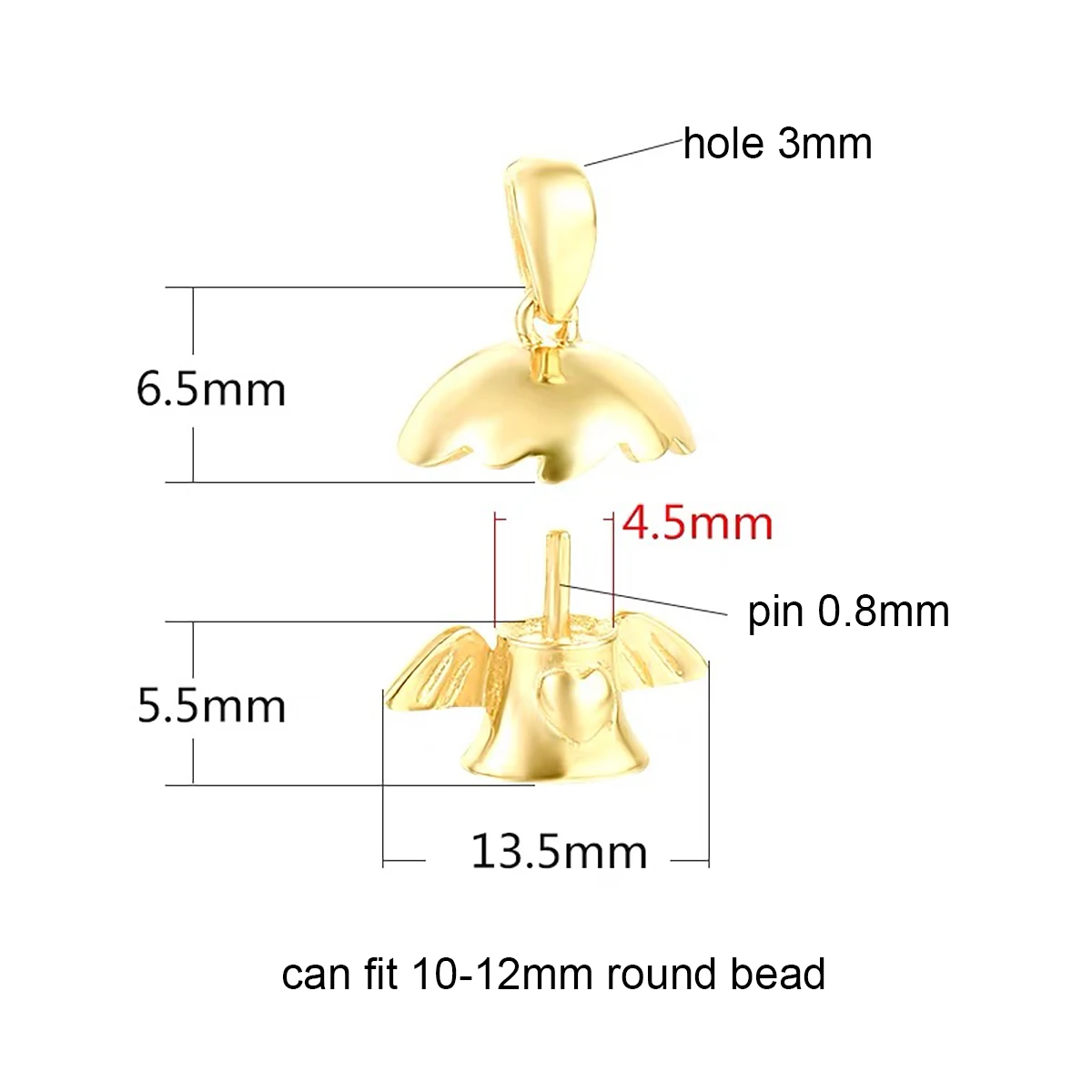 925 Sterling Silver Love Angel Pendant Empty Support Connect Round Beads For DIY Necklace Charm Jewelry Making