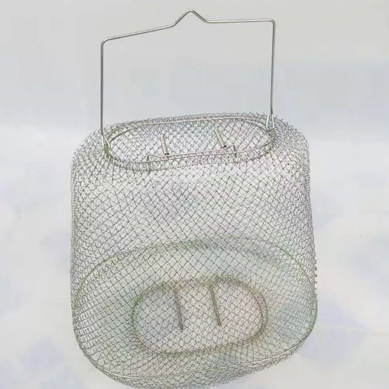 Durable Foldable Float Fishing Basket Cage with Floating Lid Prawn Shrimp Minnow Bait Trap lure Net Sea Tackle mesh portable