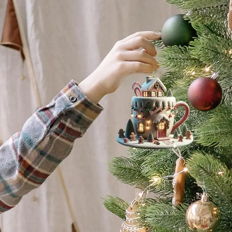 Украшения для кофейной чашки для рождественской елки, кофейная кружка, декоративные елочные украшения, 8 см/3,14 дюйма, подвеска в виде сумки, уникальное рождество