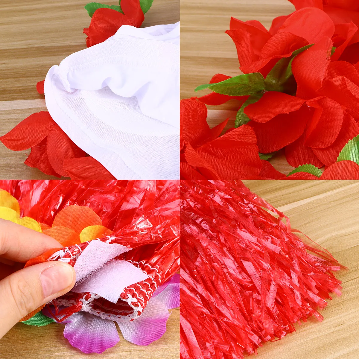 6 Pcs Dance Costume Kids Grass Skirt Flower Necklace Wristbands Tropical Luaus Weddings Accessories Girls Bra Headband