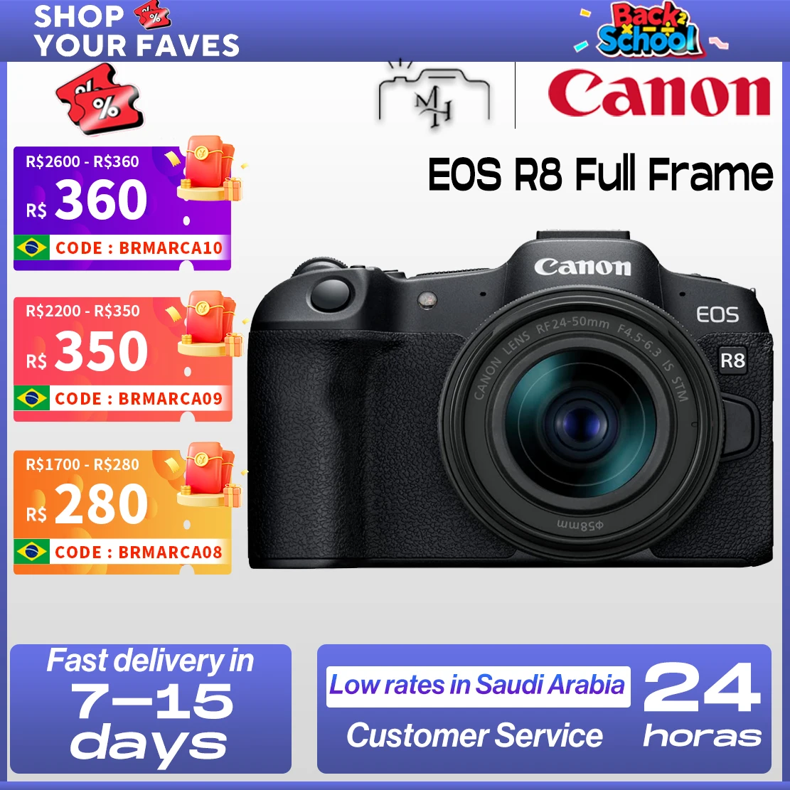 Canon-EOS R8 كاميرا رقمية مدمجة بإطار كامل بدون مرآة ، تصوير مصور محترف ، 26.2MP ، فيديو 4K ، Vlog #1