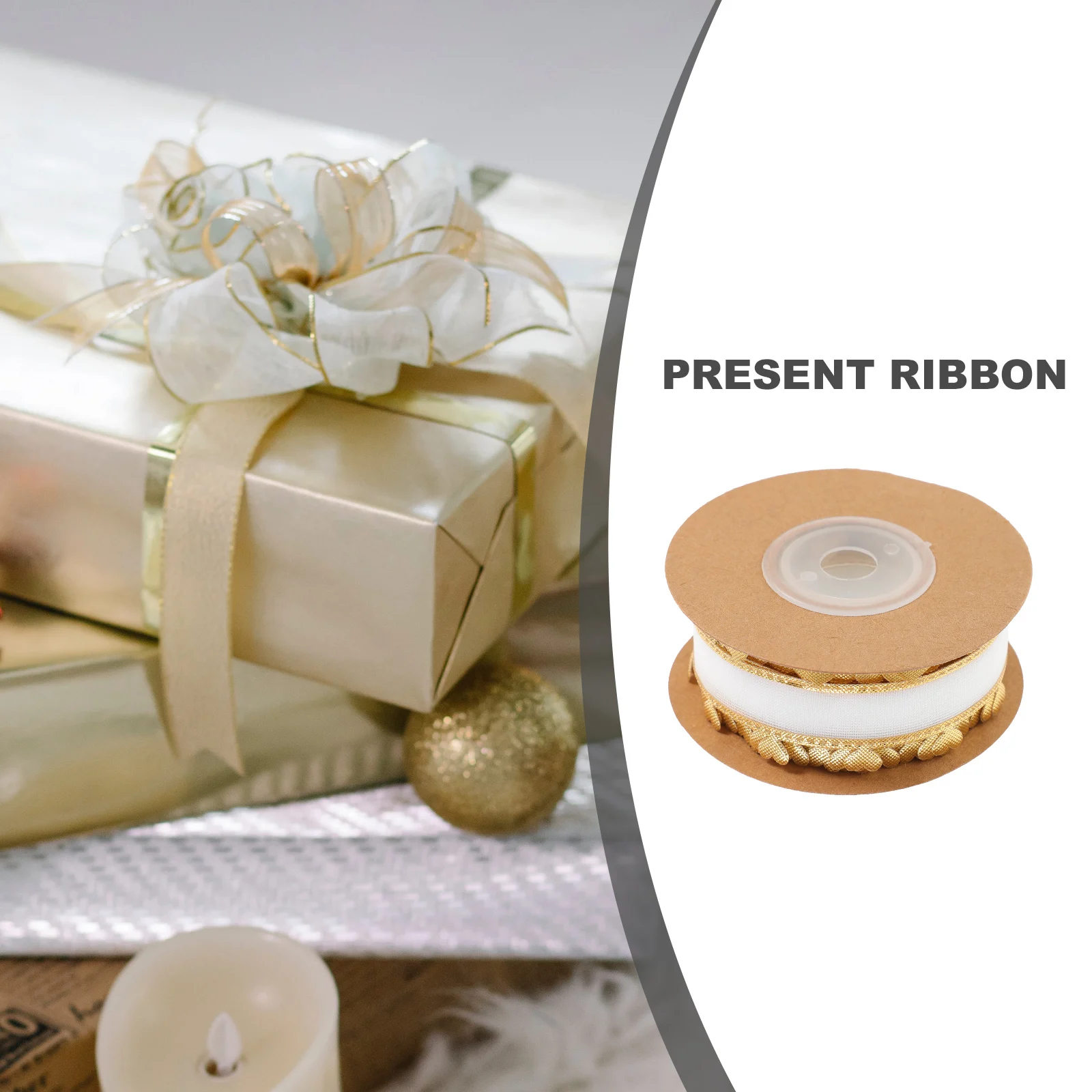 

Crimped Ribbon Accessories White Wrapping for Presents Golden Heart Pattern Baby