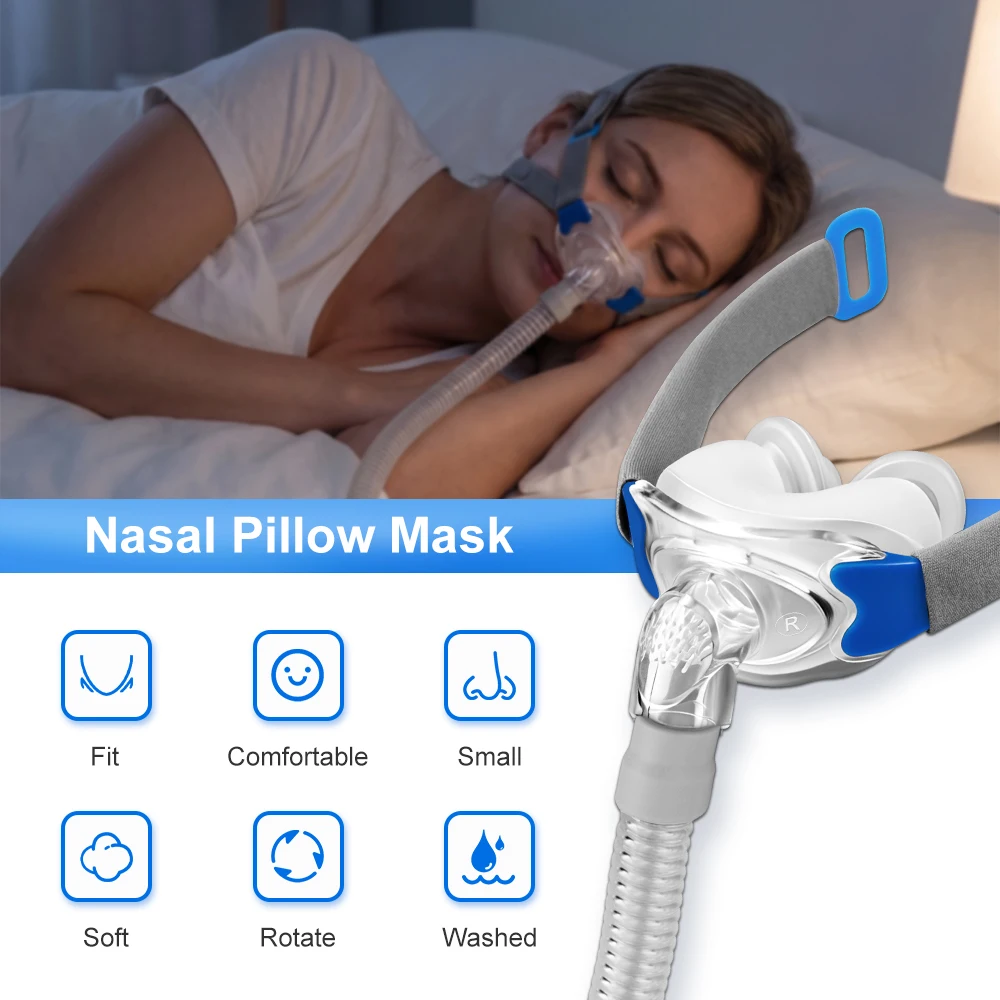 New Replacement Nasal Pillow CPAP Mask Kit Compatible with AirFit P10, Complete Set with Headgear Frame, Tubing & S/M/L Cushions - view 3